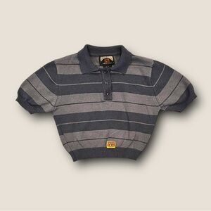 ★ FB County Charlie Brown Women’s Striped Grey & Brown Crop Top ★